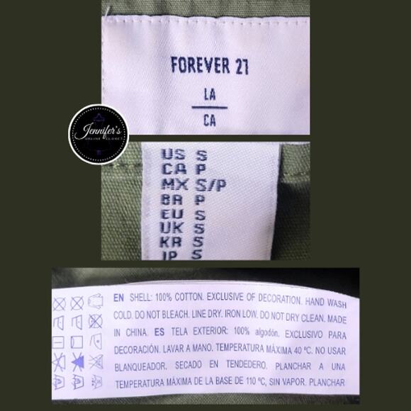 Forever 21 Women's Oversized Army Green Hooded Utility Jacket Size S - Picture 12 of 14